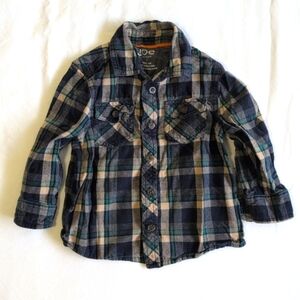 joe fresh x jcpenney plaid cotton flannel button down shirt 2T toddler boys